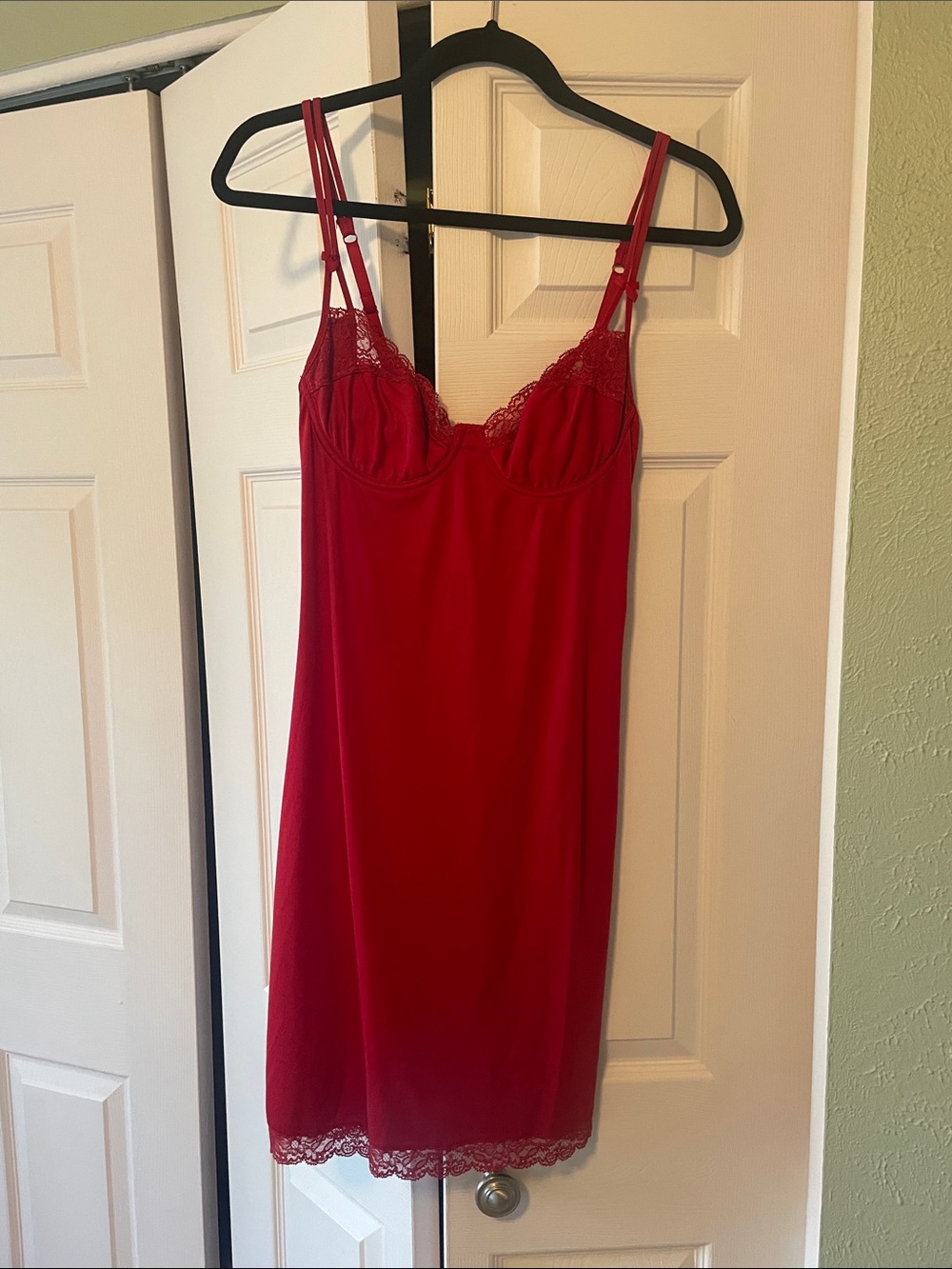 Victoria's Secret Red Lace-Trim Slip